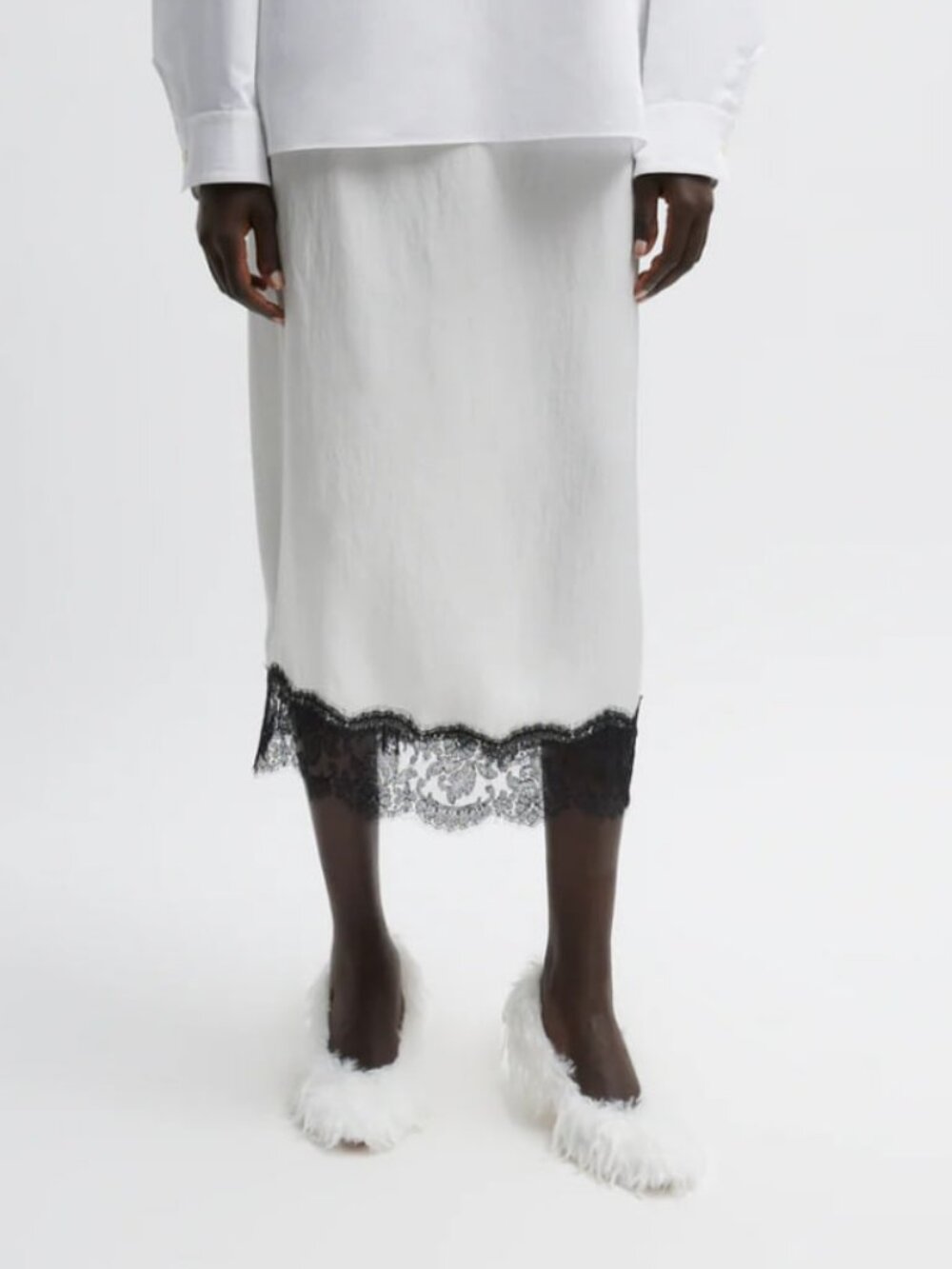 Tibi NWOT Lace Applique Slip Skirt S